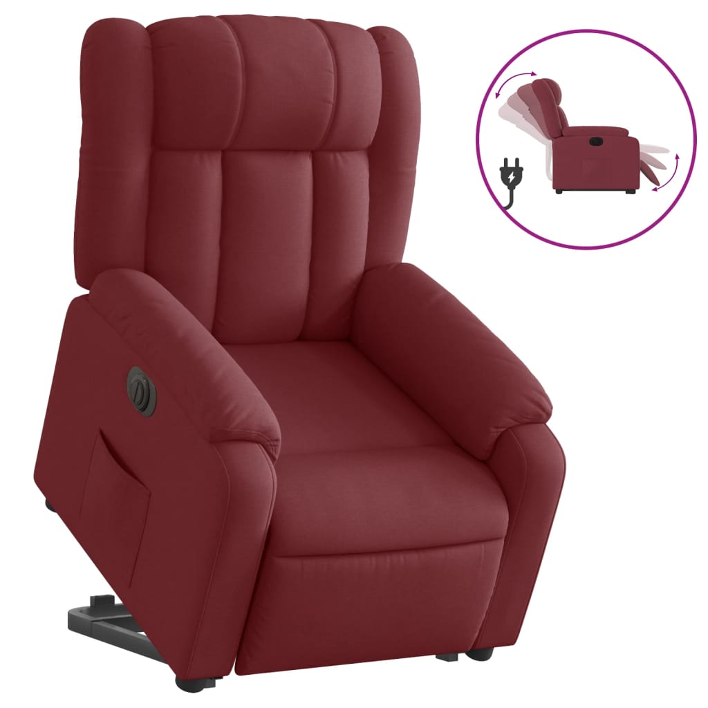 Fauteuil inclinable électrique rouge bordeaux tissu