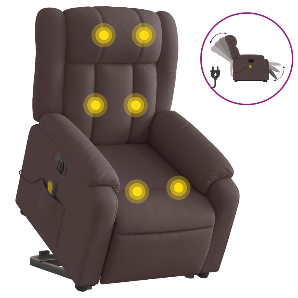 Fauteuil inclinable de massage électrique Marron foncé Tissu