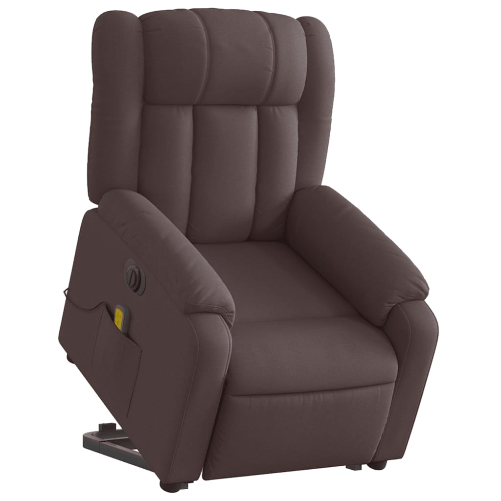 Fauteuil inclinable de massage électrique Marron foncé Tissu