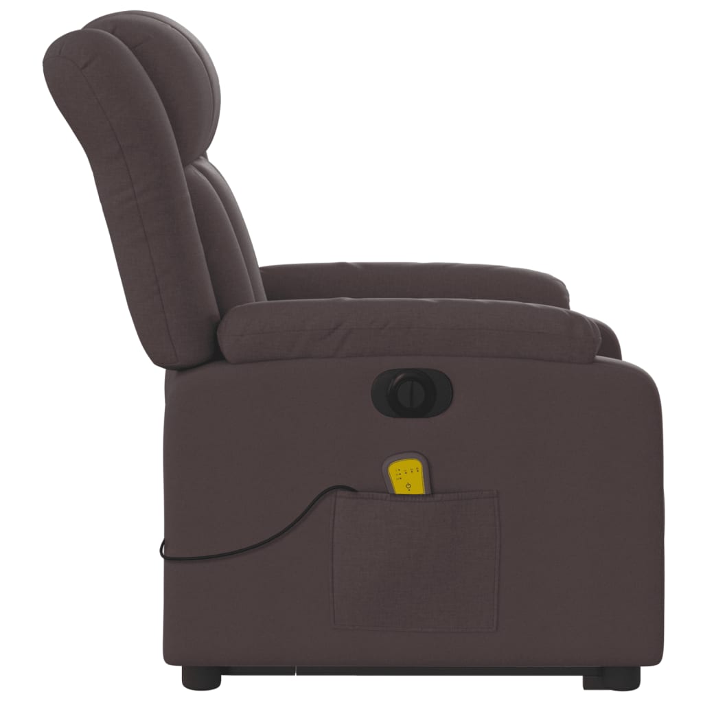 Fauteuil inclinable de massage électrique Marron foncé Tissu