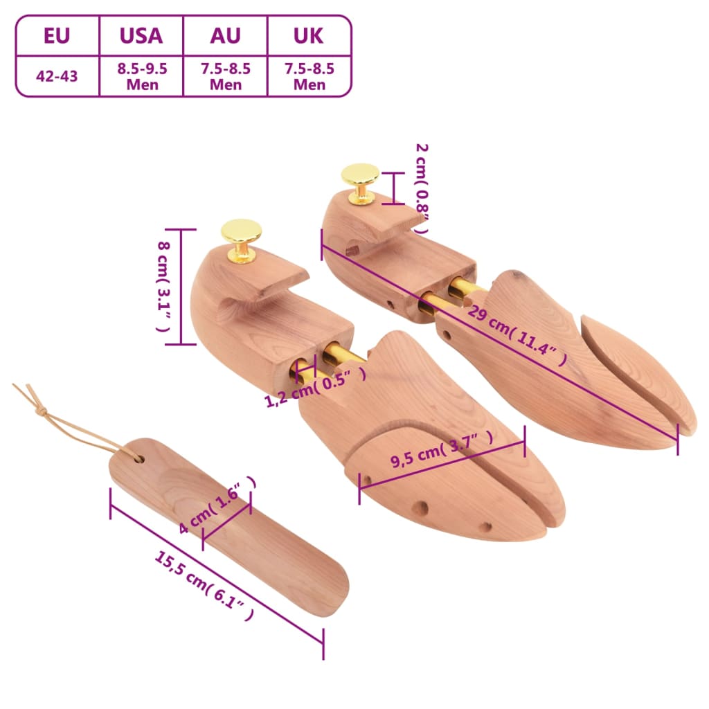 Tendeur de chaussures avec chausse-pied EU 42-43 bois de cèdre