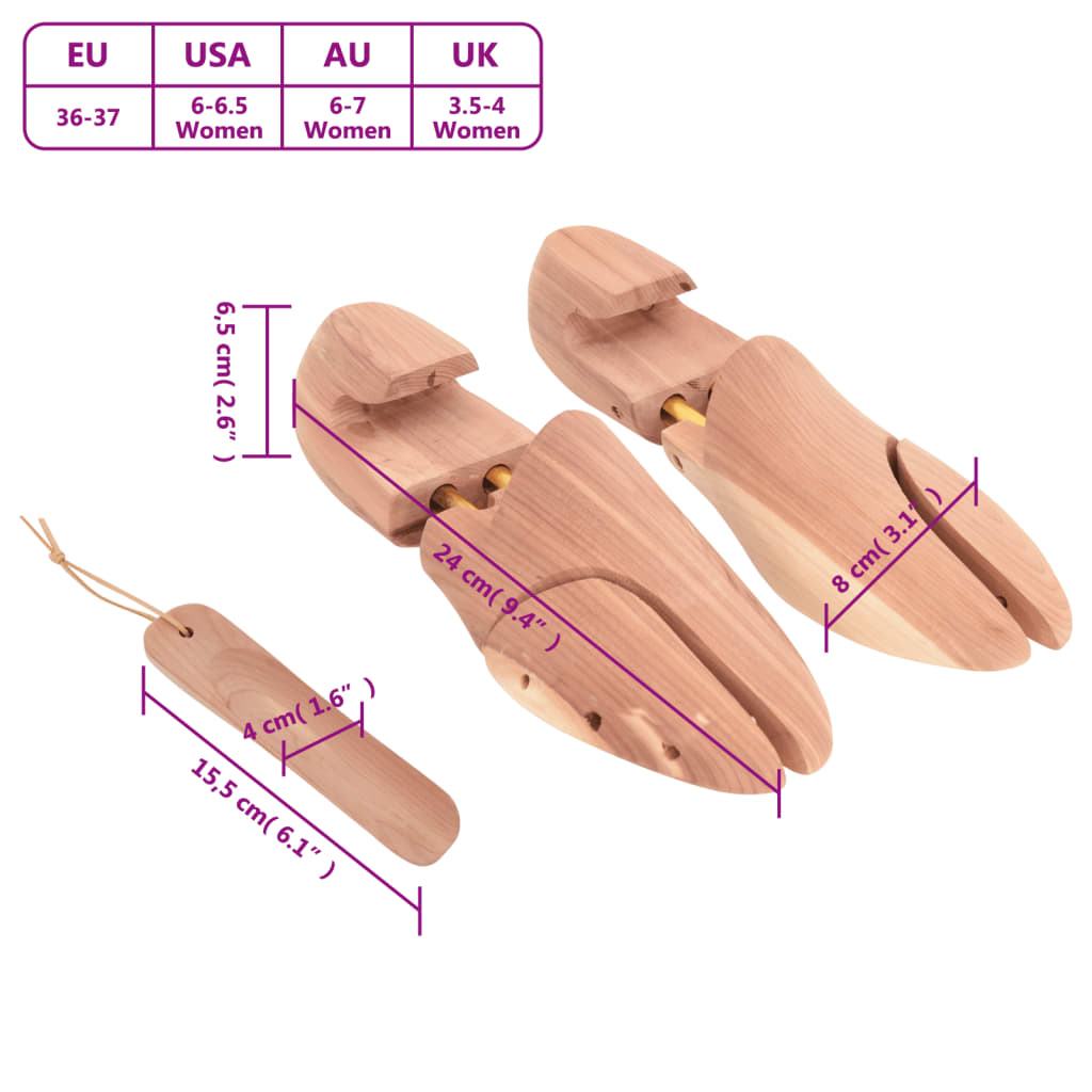 Tendeur de chaussures avec chausse-pied EU 36-37 bois de cèdre