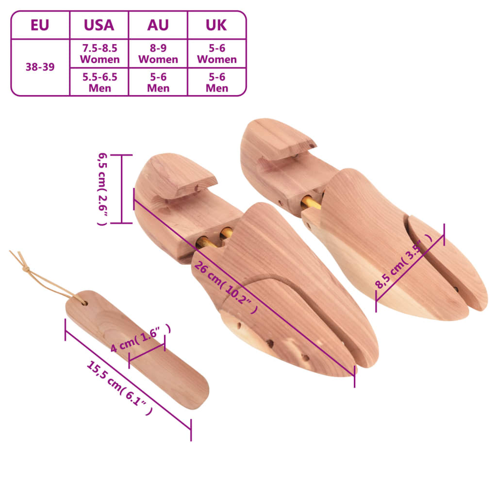 Tendeur de chaussures avec chausse-pied EU 38-39 bois de cèdre