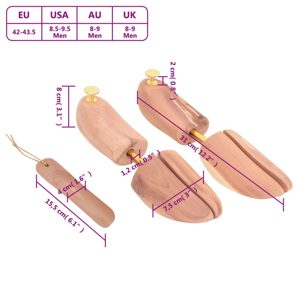 Tendeur de chaussures et chausse-pied EU 42-43,5 bois de cèdre