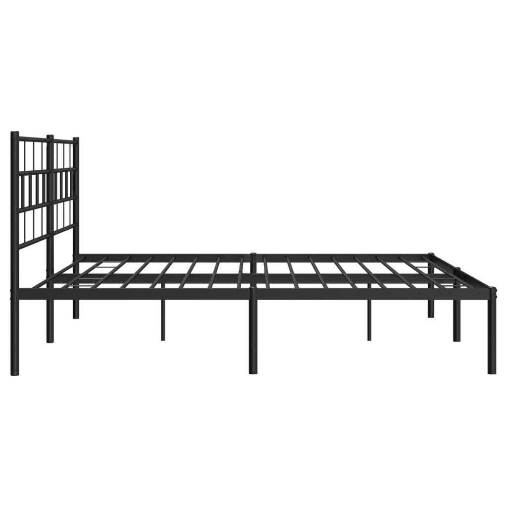 Cadre de lit métal sans matelas avec tête de lit noir 200x200cm