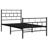 Cadre de lit métal sans matelas avec pied de lit noir 80x200 cm