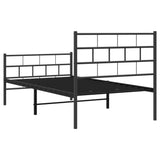 Cadre de lit métal sans matelas avec pied de lit noir 80x200 cm