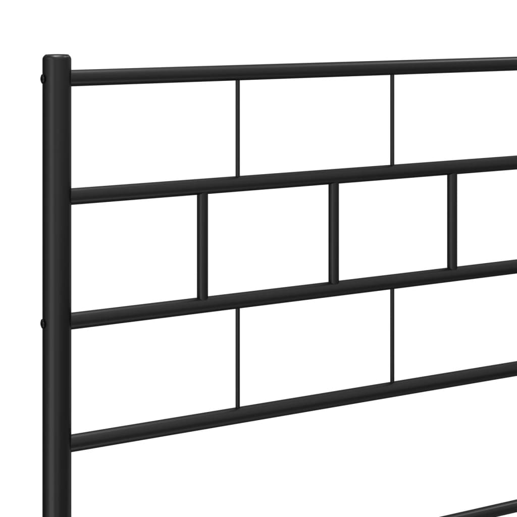 Cadre de lit métal sans matelas avec pied de lit noir 80x200 cm