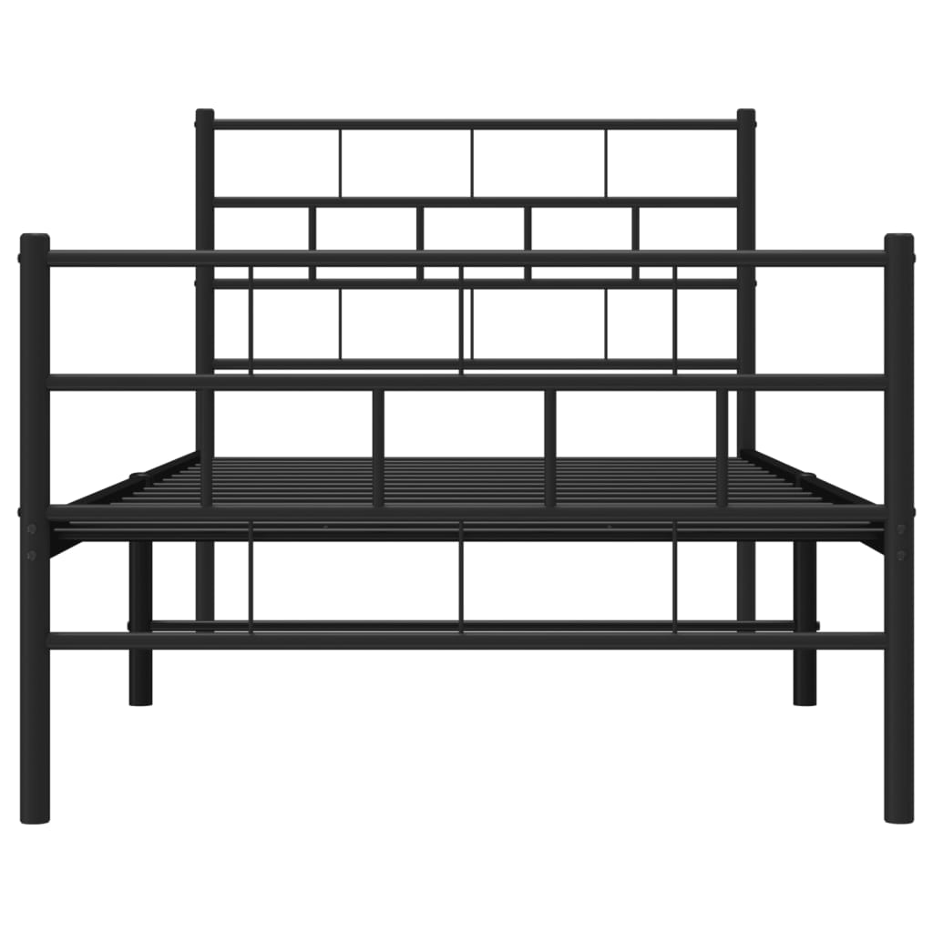 Metal bed frame without mattress with black footboard 90x190 cm