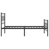 Metal bed frame without mattress with black footboard 90x190 cm