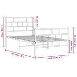 Cadre de lit métal sans matelas et pied de lit noir 100x200 cm