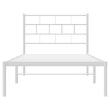 Metal bed frame without mattress and white headboard 100x200 cm