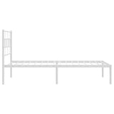 Metal bed frame without mattress and white headboard 100x200 cm