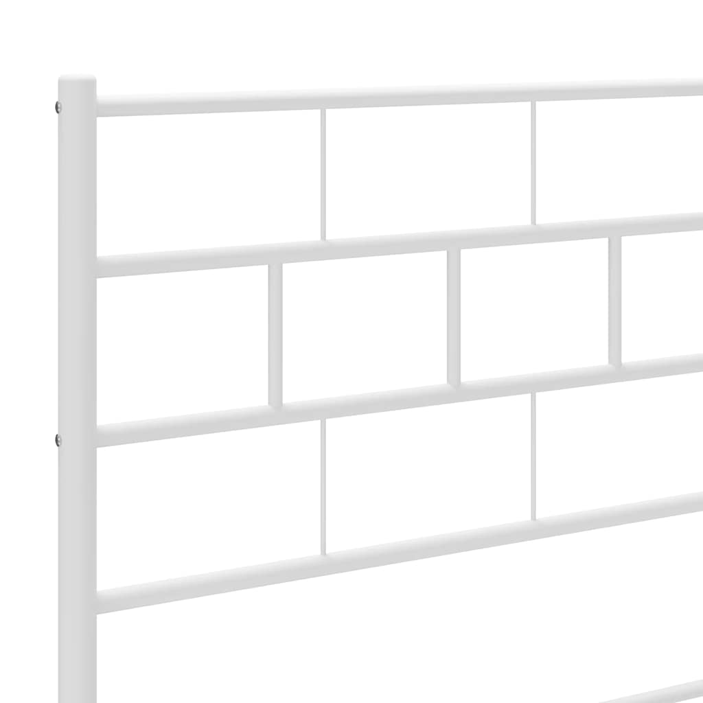 Metal bed frame without mattress and white headboard 100x200 cm