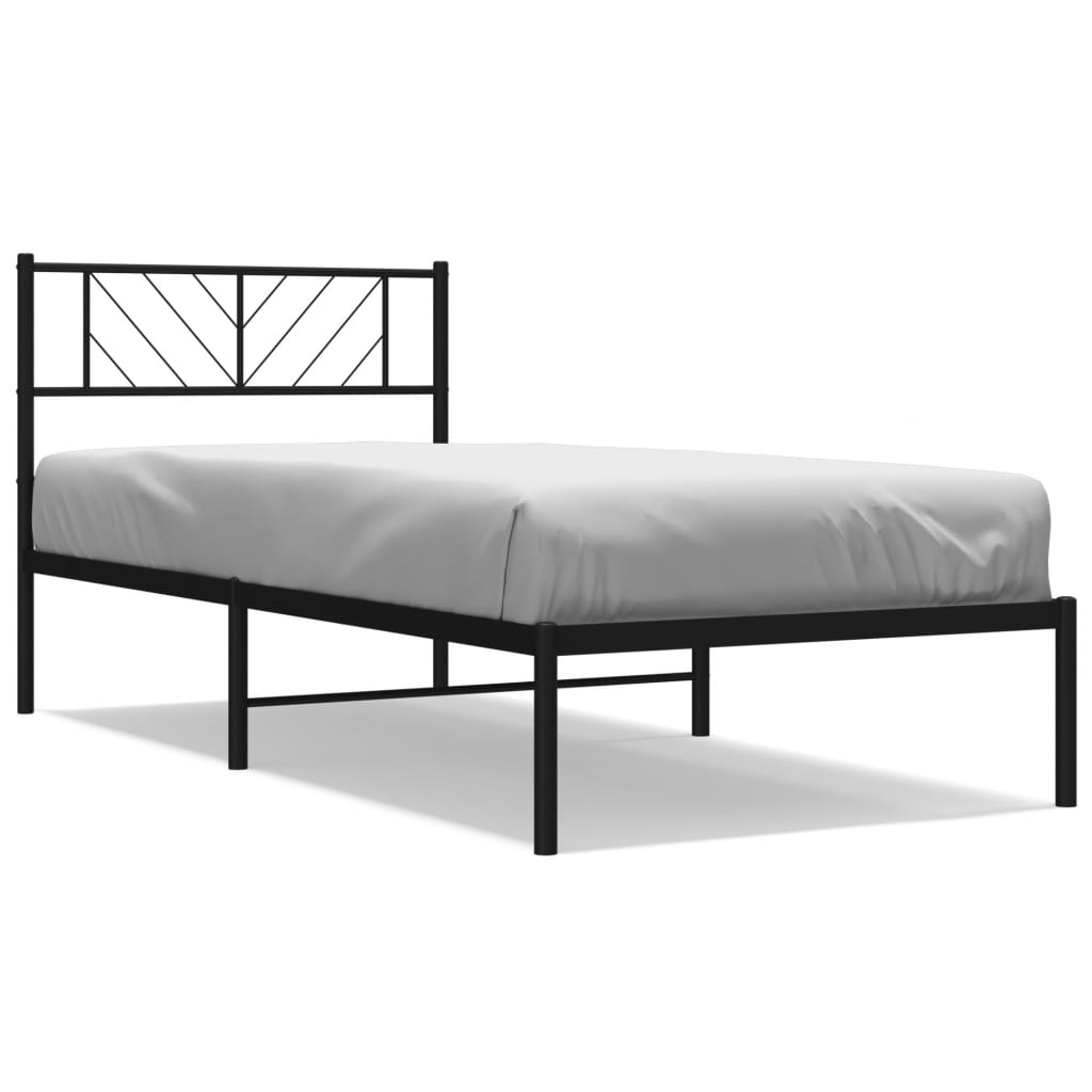 Cadre de lit métal sans matelas avec tête de lit noir 80x200 cm