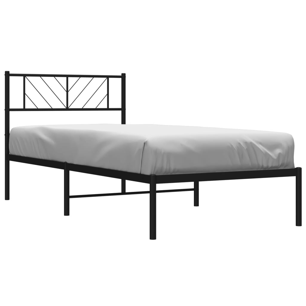 Cadre de lit métal sans matelas avec tête de lit noir 80x200 cm