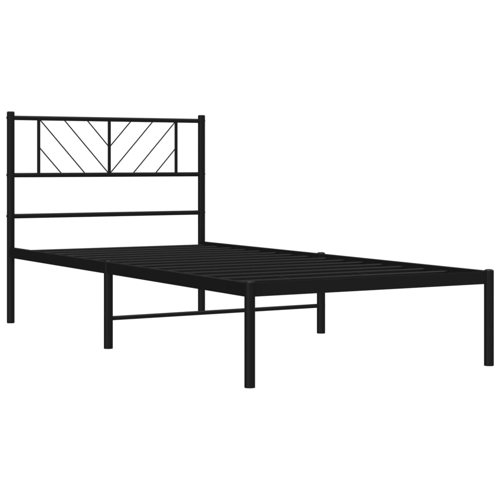 Cadre de lit métal sans matelas avec tête de lit noir 80x200 cm