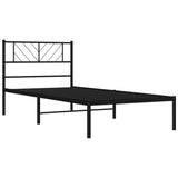 Cadre de lit métal sans matelas avec tête de lit noir 80x200 cm