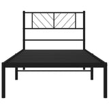 Cadre de lit métal sans matelas avec tête de lit noir 80x200 cm