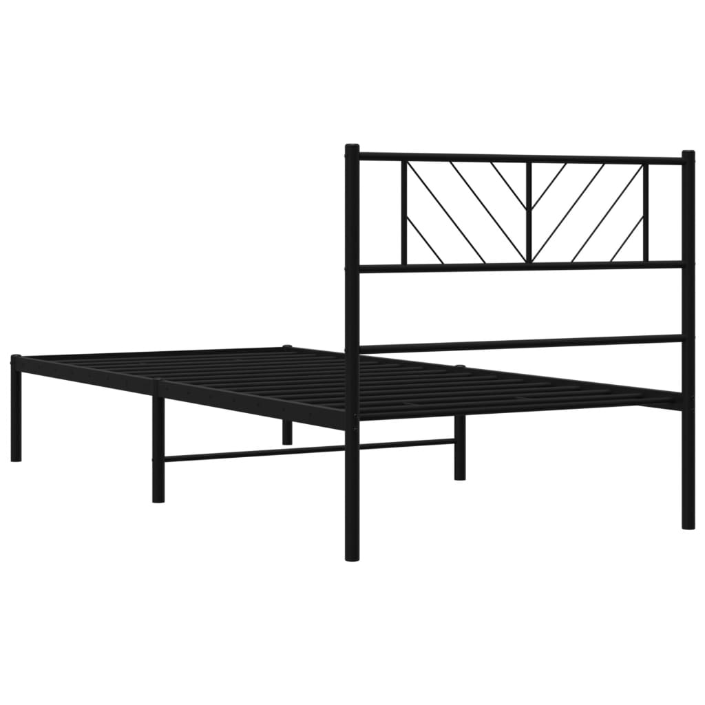 Cadre de lit métal sans matelas avec tête de lit noir 80x200 cm