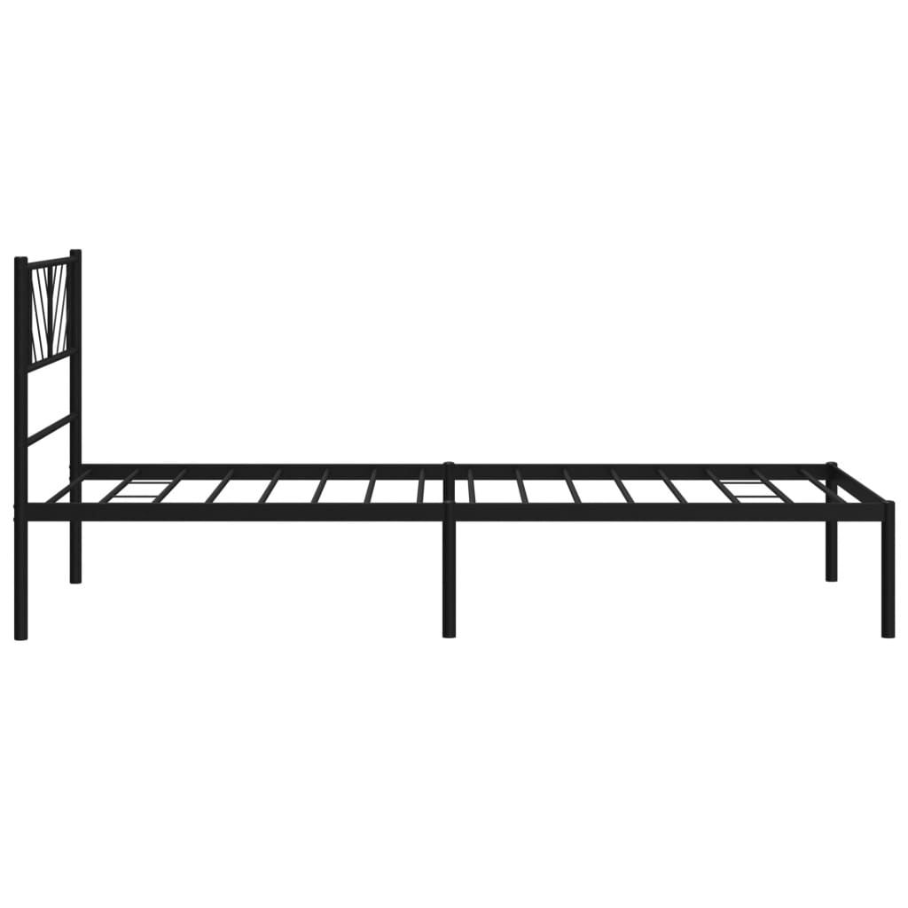 Cadre de lit métal sans matelas avec tête de lit noir 90x200 cm