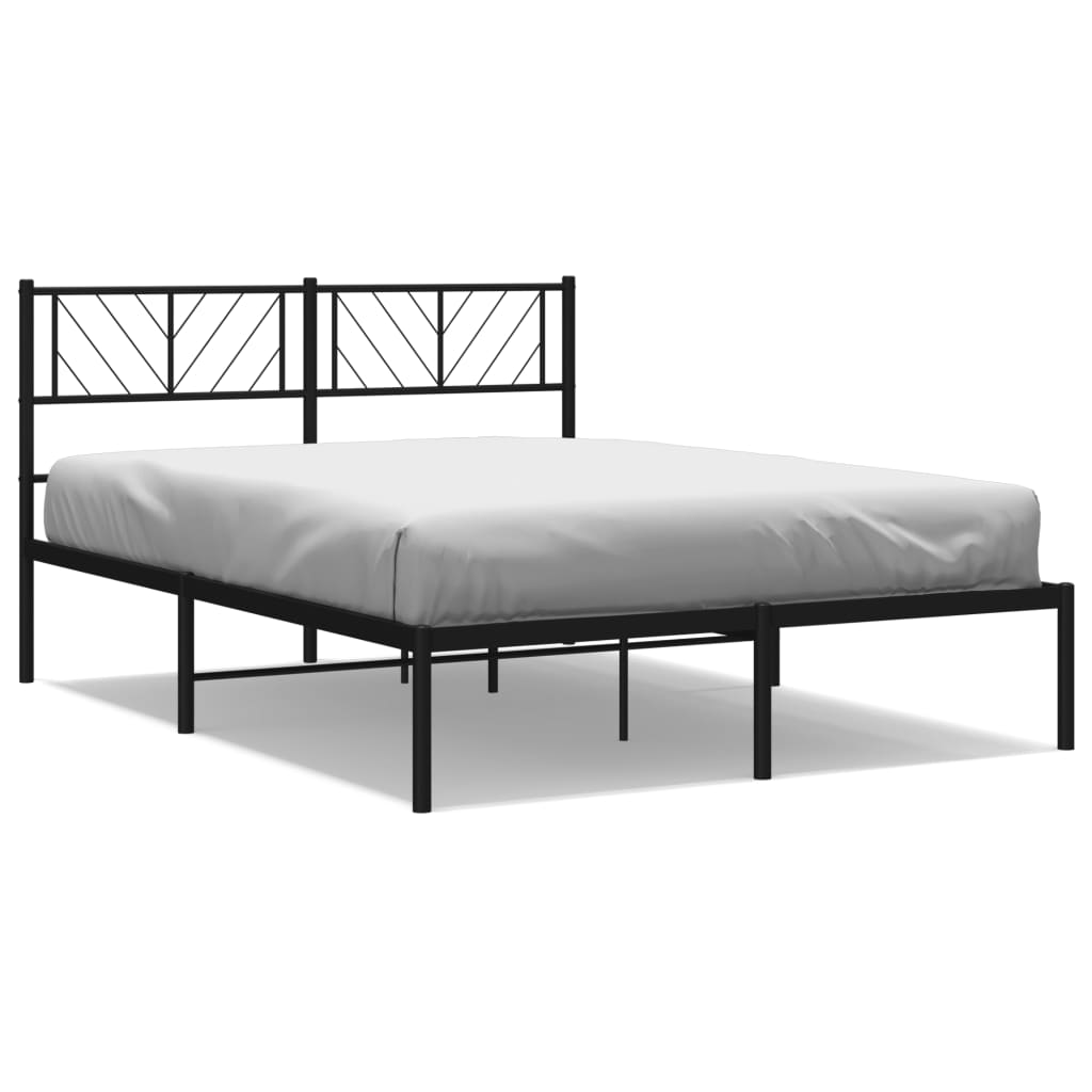 Cadre de lit métal sans matelas avec tête de lit noir 140x200cm