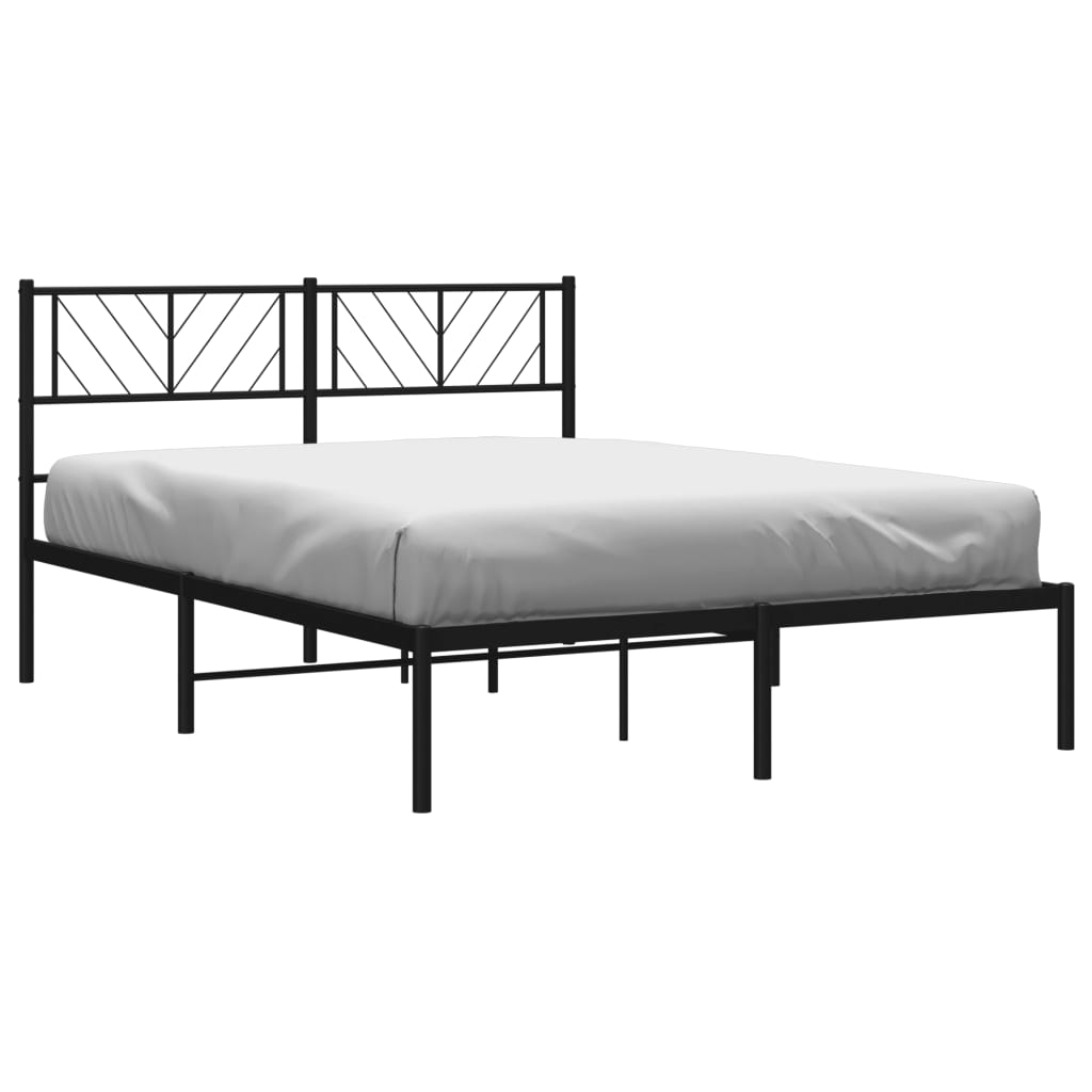 Cadre de lit métal sans matelas avec tête de lit noir 140x200cm