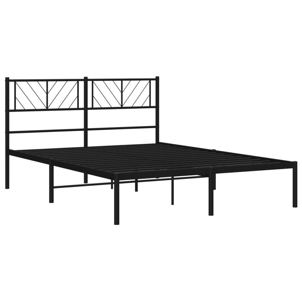 Cadre de lit métal sans matelas avec tête de lit noir 140x200cm