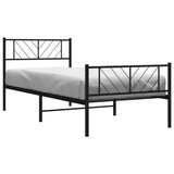 Cadre de lit métal sans matelas avec pied de lit noir 75x190 cm