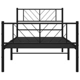 Cadre de lit métal sans matelas avec pied de lit noir 75x190 cm