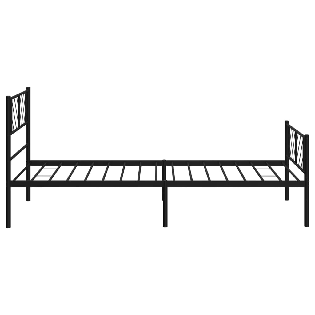 Cadre de lit métal sans matelas avec pied de lit noir 75x190 cm