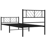 Cadre de lit métal sans matelas avec pied de lit noir 75x190 cm