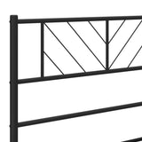 Cadre de lit métal sans matelas avec pied de lit noir 75x190 cm