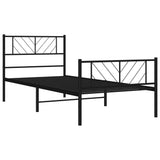 Cadre de lit métal sans matelas avec pied de lit noir 90x200 cm