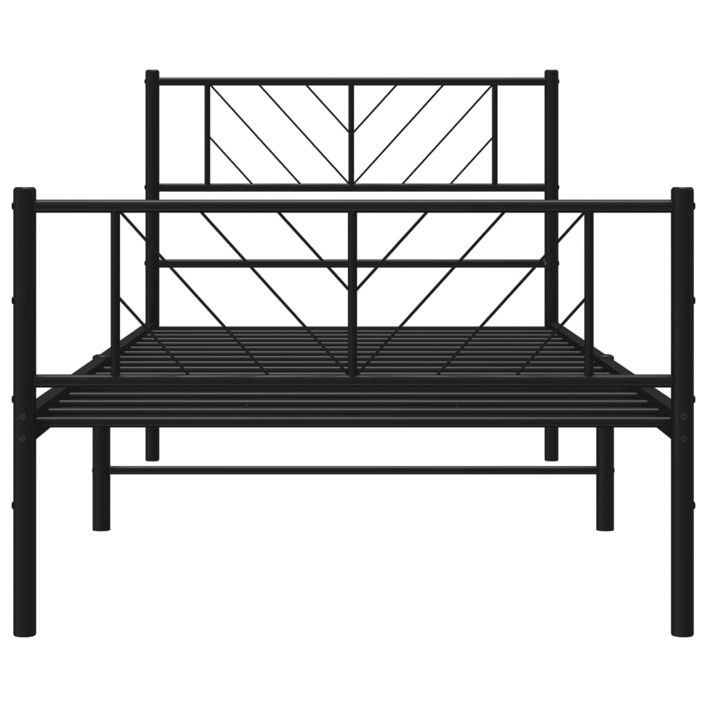 Cadre de lit métal sans matelas avec pied de lit noir 90x200 cm