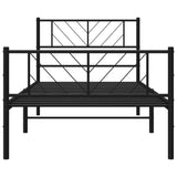 Cadre de lit métal sans matelas avec pied de lit noir 90x200 cm