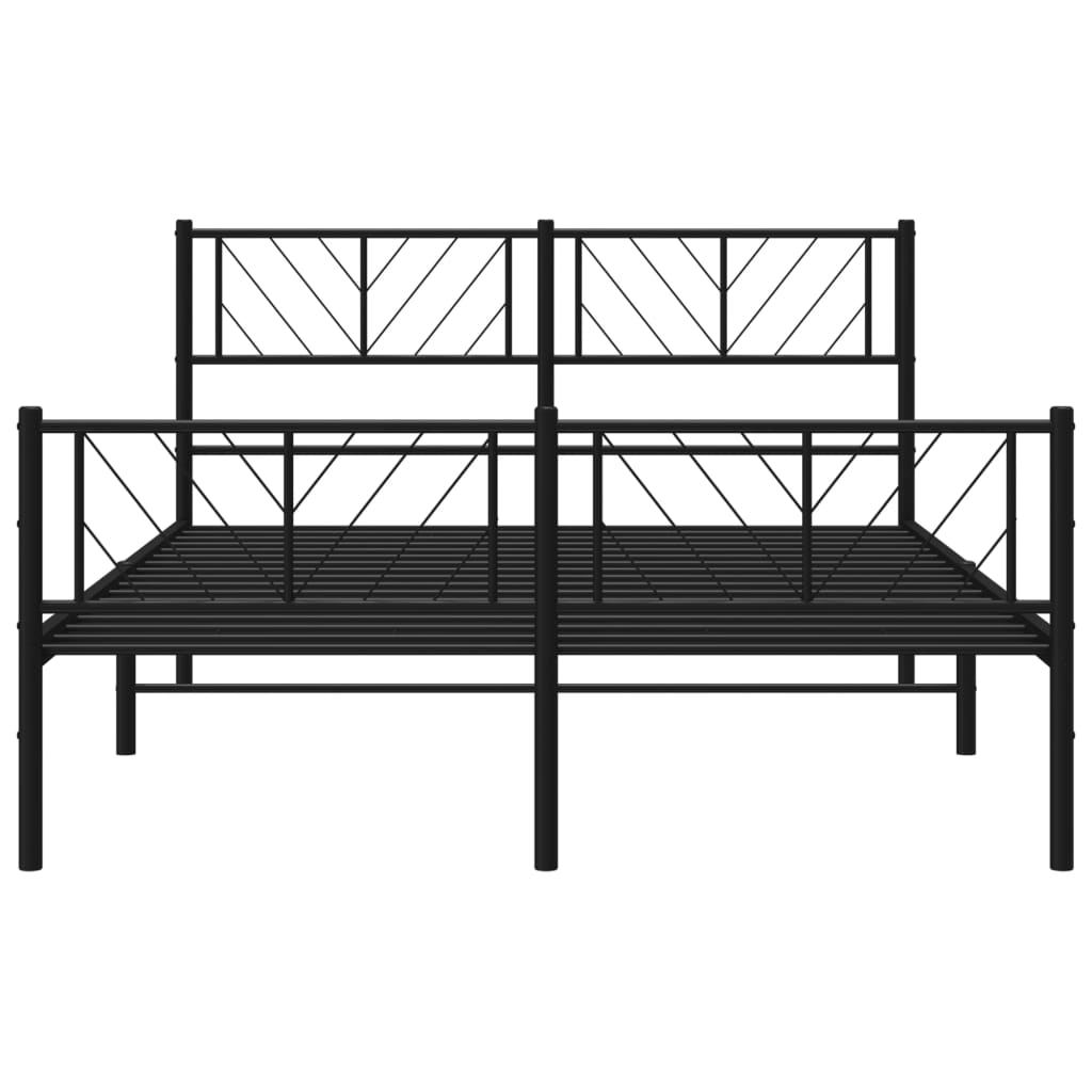 Cadre de lit métal sans matelas avec pied de lit noir 160x200cm