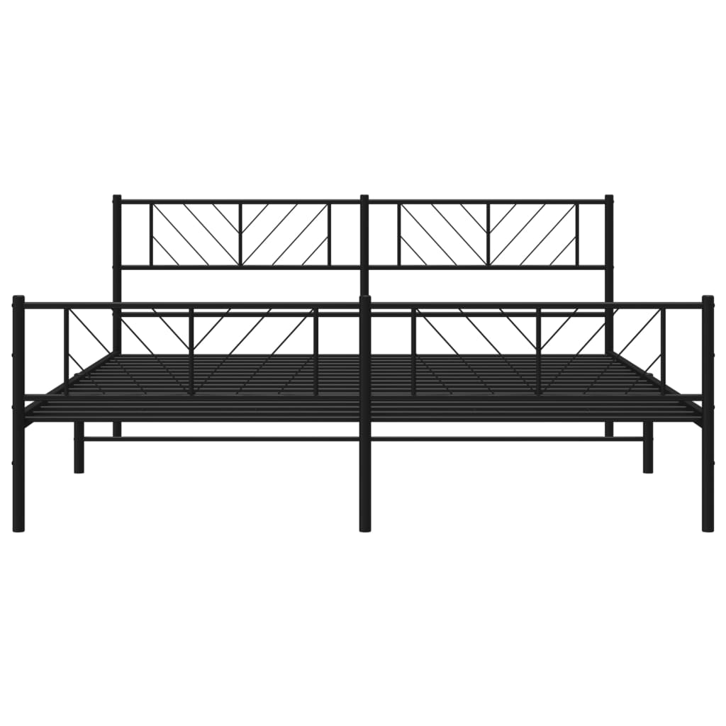 Cadre de lit métal sans matelas avec pied de lit noir 180x200cm