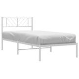 Cadre de lit métal sans matelas avec tête de lit blanc 75x190cm