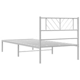 Cadre de lit métal sans matelas avec tête de lit blanc 75x190cm