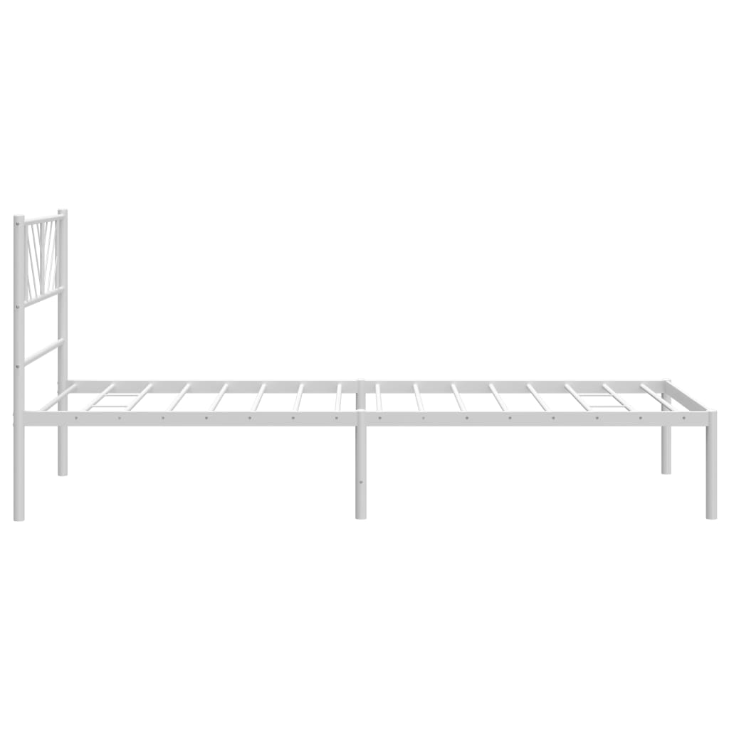 Cadre de lit métal sans matelas avec tête de lit blanc 90x200cm