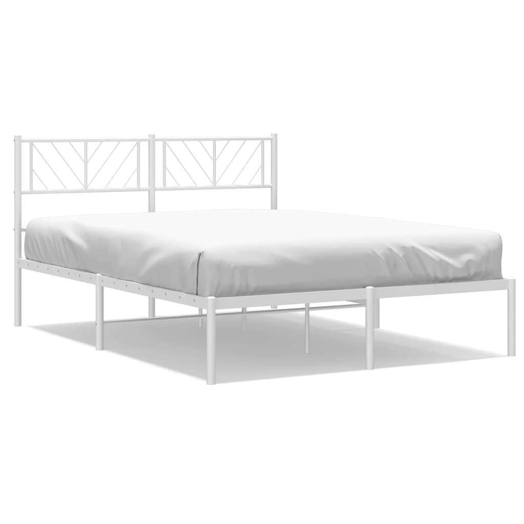 Cadre de lit métal sans matelas et tête de lit blanc 120x190 cm