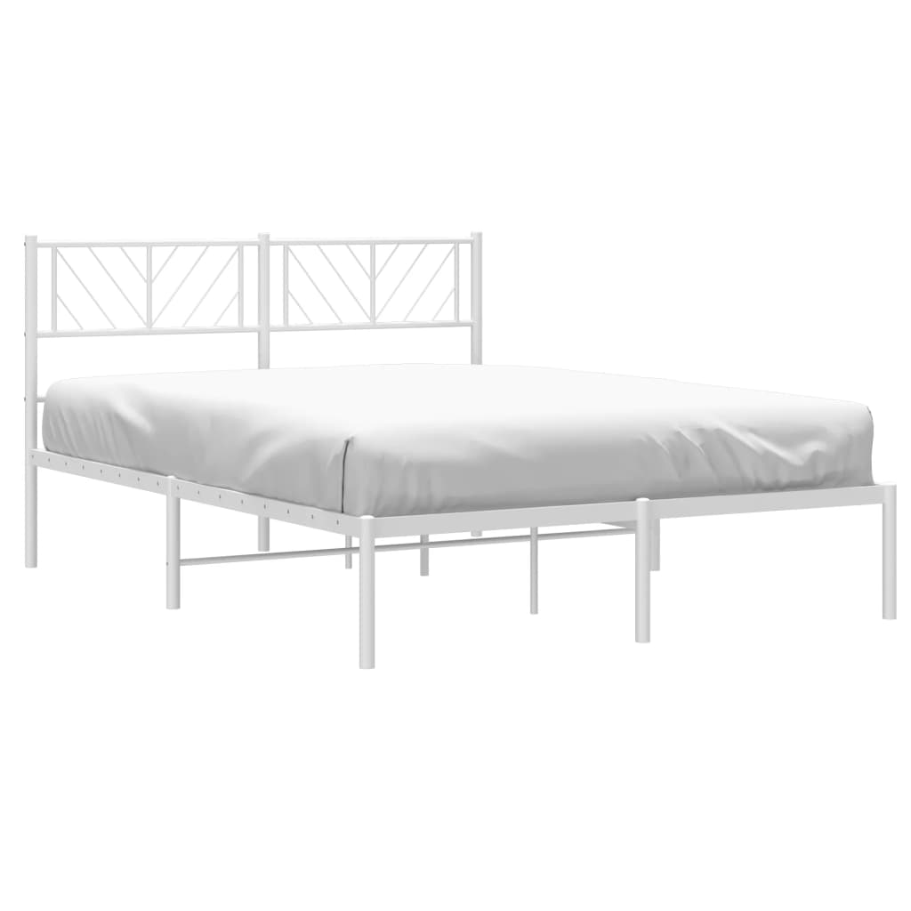 Cadre de lit métal sans matelas et tête de lit blanc 120x190 cm