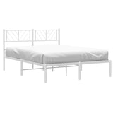 Cadre de lit métal sans matelas et tête de lit blanc 120x190 cm