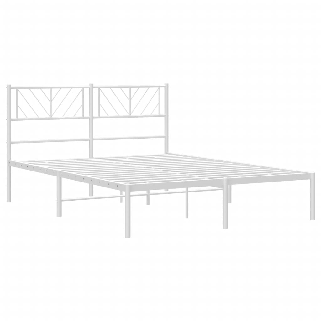 Cadre de lit métal sans matelas et tête de lit blanc 120x190 cm