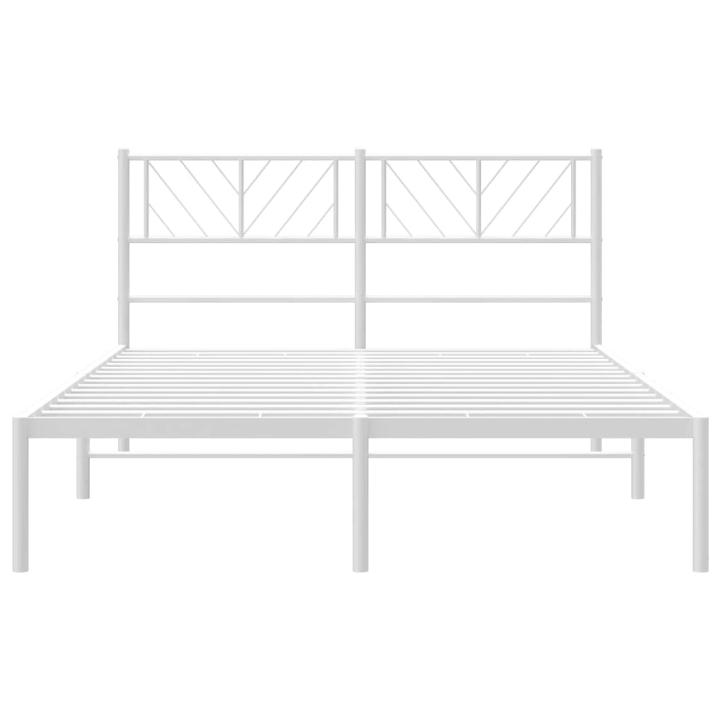 Cadre de lit métal sans matelas et tête de lit blanc 120x190 cm