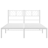 Cadre de lit métal sans matelas et tête de lit blanc 120x190 cm