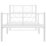 Cadre de lit métal sans matelas avec pied de lit blanc 90x200cm