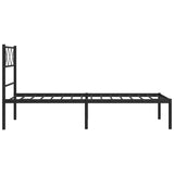 Cadre de lit métal sans matelas avec tête de lit noir 75x190 cm