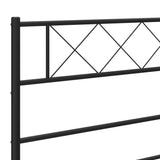 Cadre de lit métal sans matelas avec tête de lit noir 75x190 cm